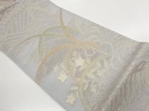 絽流水に桔梗・芒模様織出し袋帯